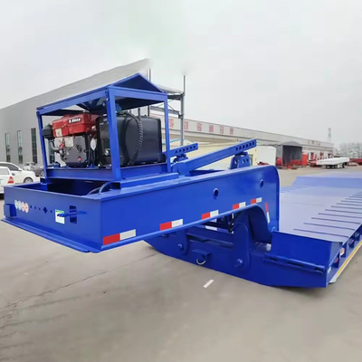 60 80 100 ton Ganshals Afneembare lage laadmachine Lowboy Truck Flatbed Lowbed Semi-trailer