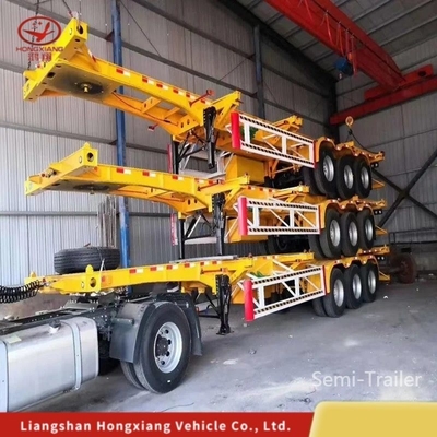 40ft Container Flatbed Low Bed Frame Skelet Semi-trailer Uitbreidbaar hek Bulk