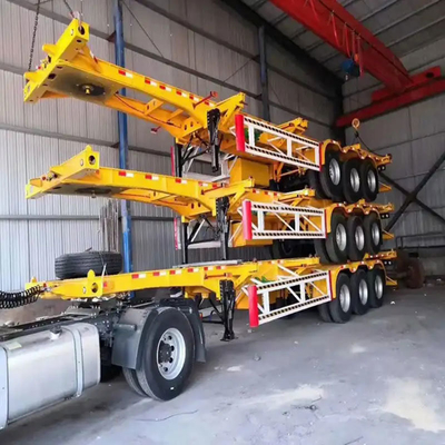 Achterste halve aanhangwagen met ophangwagen met 8/12/16 bandenummer en 2/3/4 asnummer