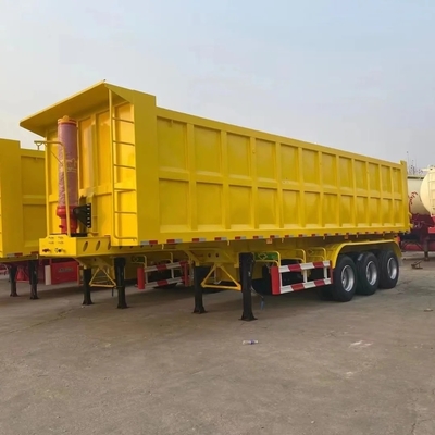 Semi-trailer met achterste kanteling van staal 60-80 ton Hydraulische aanhangwagen met 3-5 assen met aanpassing