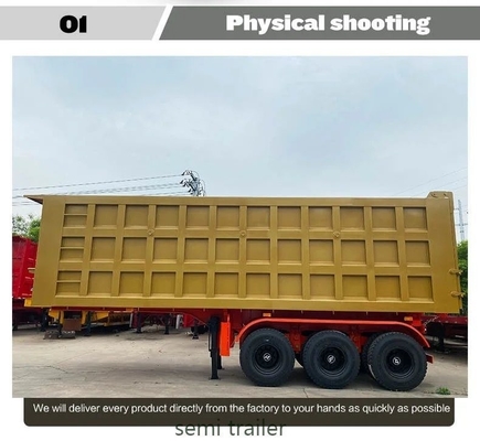 Flatbed 3axels 35m3 End Dump Tipper Semi-trailer met 12 banden band nummer 12