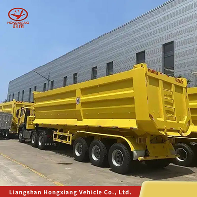 3 assen kantelend halfrol Achterste dump aanhangwagen 13500X3000X1550 mm met landingsbeen 28t