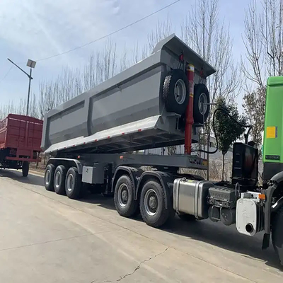 Flatbed drie-assige U-type kantelende halve aanhangwagen Dump aanhangwagens met twee snelheid landing been