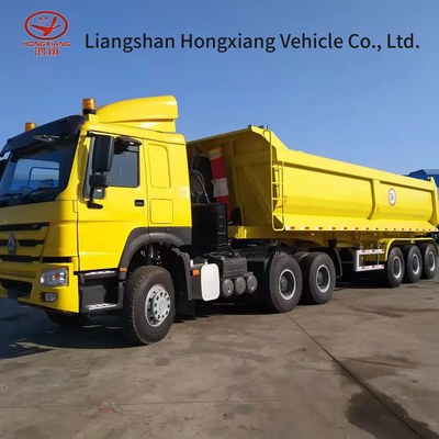 2 Assen Hydraulische Graan Achterkant Dump Tipper Halve vrachtwagens Aanhangwagen 50T Ladingcapaciteit