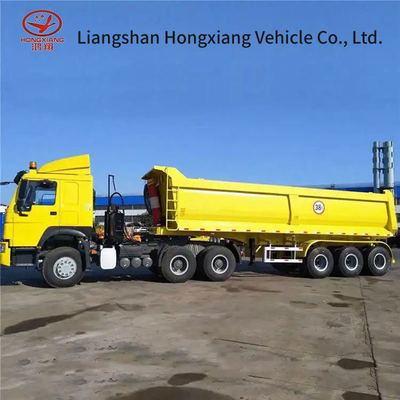 2 Assen Hydraulische Graan Achterkant Dump Tipper Halve vrachtwagens Aanhangwagen 50T Ladingcapaciteit