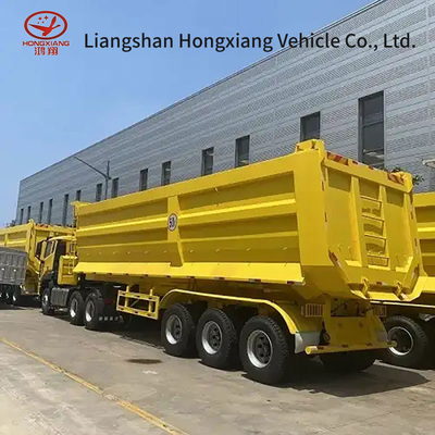 2 Assen Hydraulische Graan Achterkant Dump Tipper Halve vrachtwagens Aanhangwagen 50T Ladingcapaciteit