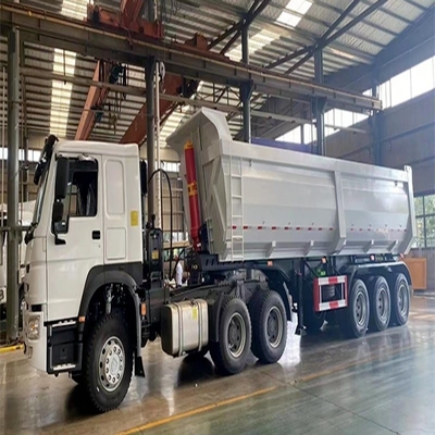 Staalhydraulische cilinder 4 assen U-type 50 ton Einddump aanhangwagen Tipper Semi-truck aanhangwagen