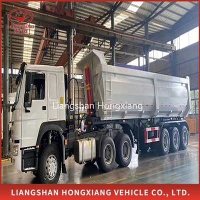 3 assen 30 kubieke meter kantelmotor Halve aanhanger Dump truck aanhanger bandnummer Aanpassing