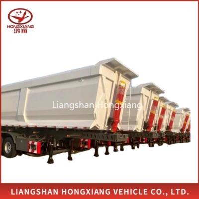 Voorste ophef-dump-half-aanhanger van 60 ton U-stijl 4 assen zware ophef-ophef-half-aanhanger