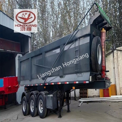 12r22.5 banden 3 assen 40 ton dumpbox half aanhangwagens met aanpasbaar ophangsysteem