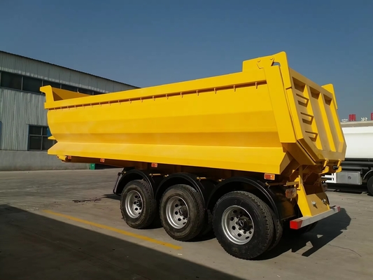 60 ton U-vormige aanhangwagens met achterste kant ophanger /Tri-axel einddump-aanhangwagens met achterste kant ophanger