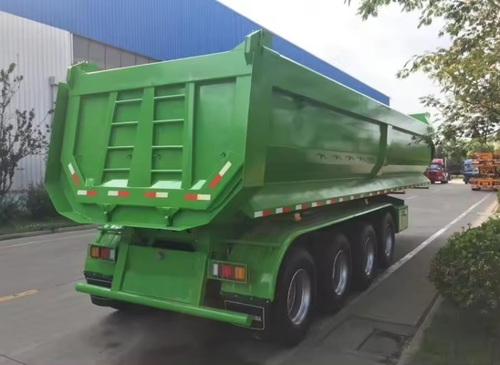 60 ton U-vormige aanhangwagens met achterste kant ophanger /Tri-axel einddump-aanhangwagens met achterste kant ophanger