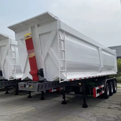 60 ton U-vormige aanhangwagens met achterste kant ophanger /Tri-axel einddump-aanhangwagens met achterste kant ophanger