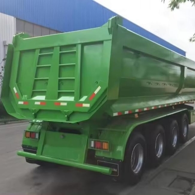 60 ton U-vormige aanhangwagens met achterste kant ophanger /Tri-axel einddump-aanhangwagens met achterste kant ophanger