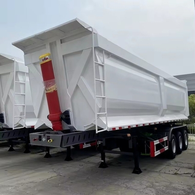 60 ton U-vormige aanhangwagens met achterste kant ophanger /Tri-axel einddump-aanhangwagens met achterste kant ophanger