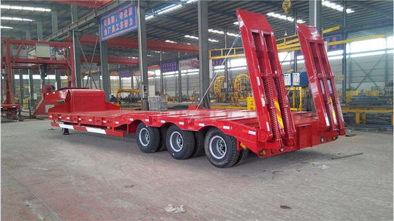 Hydraulische 4-assige 60tonne Gooseneck Low Boy Low Bed Trailer 100 tonne Lowboy Semi Trailer