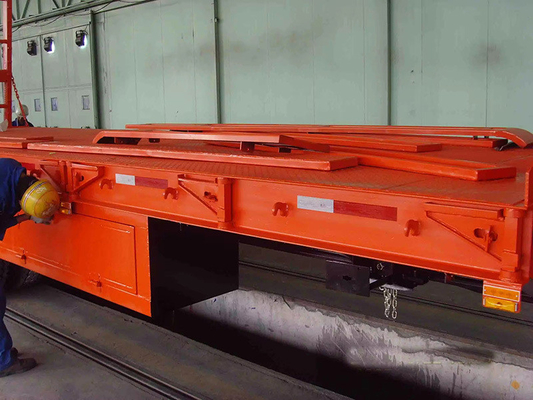 Semi-trailer met laag bed met rampe 4 3 assen 40FT 100t Heavy Duty flatbed lowboy truck trailer
