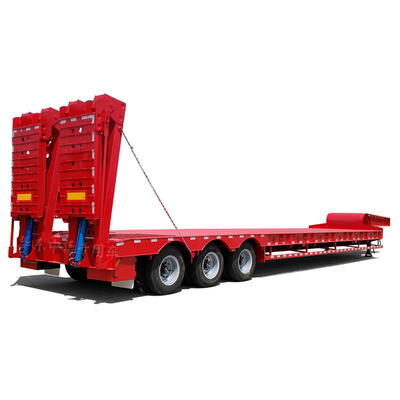 Telescopisch lage platte treinstrailer van 80 ton 3 assen lage halve treinstrailer met hoge sterkte