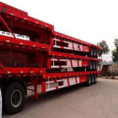 Telescopisch lage platte treinstrailer van 80 ton 3 assen lage halve treinstrailer met hoge sterkte