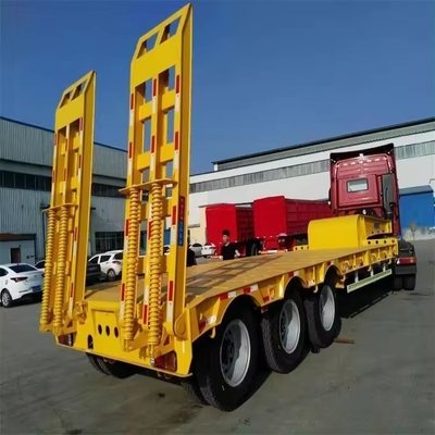 13m laagbed vrachtwagen 60 ton halve aanhangwagen Transport laagbed halve aanhangwagen 3 as gooseneck platbed aanhangwagen