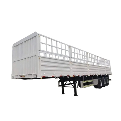 Op maat gemaakte Semi-trailer voor pakhuizen met hek aan de zijkant van de muur en bovenste traplijn