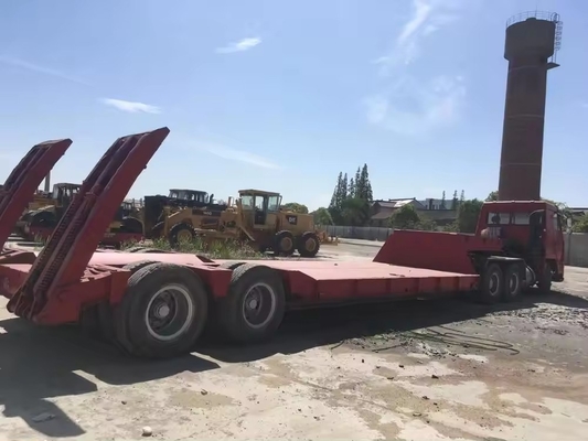 3-assige 10m-15m lage-bed aanhangwagen zware tractor platbed half-aanhangwagen voor zware apparatuur