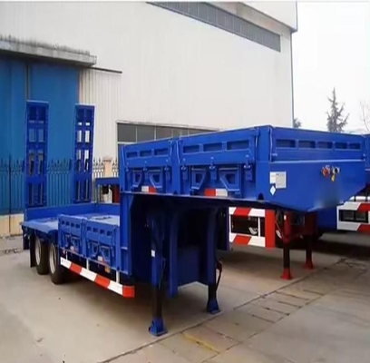 13m50t 3-assige lage-bed-trailer met plat onderstel en hydraulisch uitbreidbare aanhangwagen