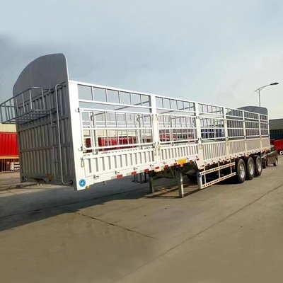 3 assen Zwaar werk staken hek platbed half-aanhangwagen kruisarm type ophangingssysteem