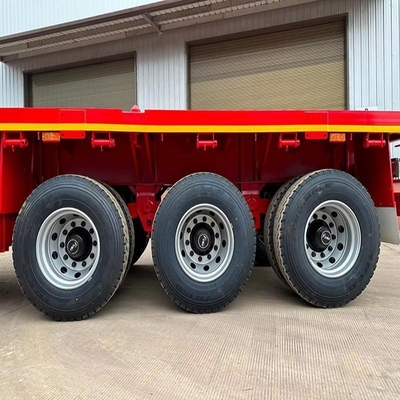 Mechanische ladder Tri axles platbed trailer Lowboy trailer voor het transport van machines 1