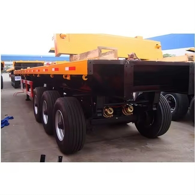 Mechanische ladder Tri axles platbed trailer Lowboy trailer voor het transport van machines 1