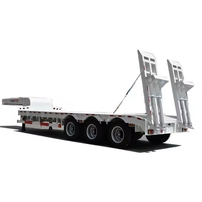 Mechanische ladder Tri axles platbed trailer Lowboy trailer voor het transport van machines 1