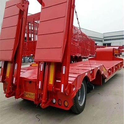 Lowboy Semi-trailer 60-80t met opvouwbare structuur en platbed optie inbegrepen