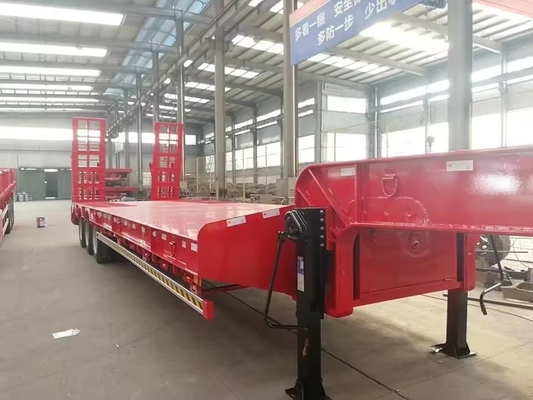 80 ton 4 axle gooseneck half-truck aanhangwagen lowbed half-aanhangwagen met aanpassing