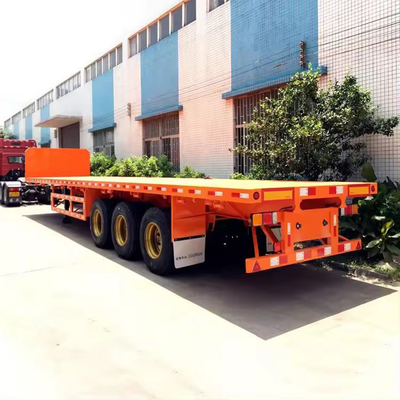 Semi-trailer met laag bed met rechtstreeks achtervolgend armtype Telescopisch laag platbed vrachtwagentrailer