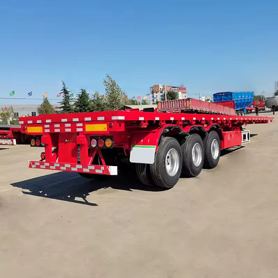 Semi-trailer met laag bed met rechtstreeks achtervolgend armtype Telescopisch laag platbed vrachtwagentrailer