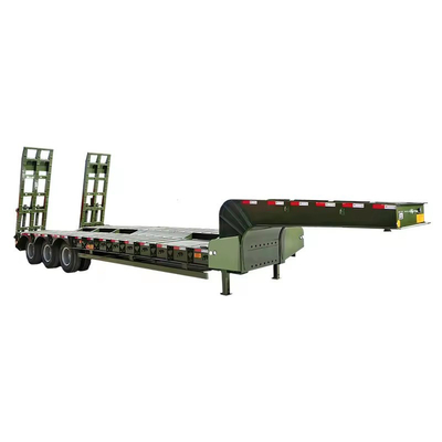 Zware lading 3 As 4 As 60 80 Tons Gooseneck Low Loader Low Bed Lowboy Truck Semi-trailer