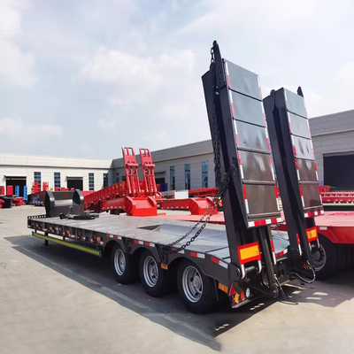 Hoog laadvermogen 2-assige 80t laagbed Container Chassis Flatbed Trailer Aanpassing