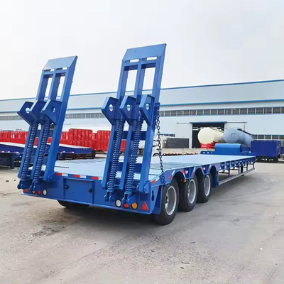 Zware ijzervervoer 3 as 30 t/60 t lage platbed aanhangwagen met gooseneck