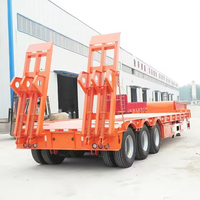 Zware ijzervervoer 3 as 30 t/60 t lage platbed aanhangwagen met gooseneck