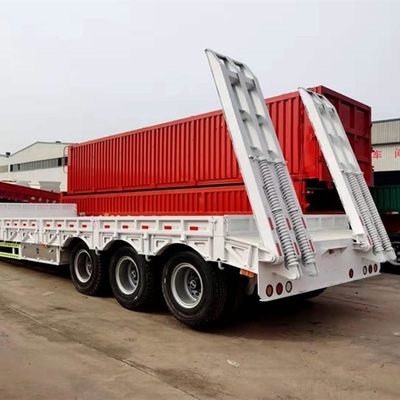 12 meter lang 2 assen 40 ton zwaar werk laag platbed ladder dek lowboy aanhangwagens met rampen