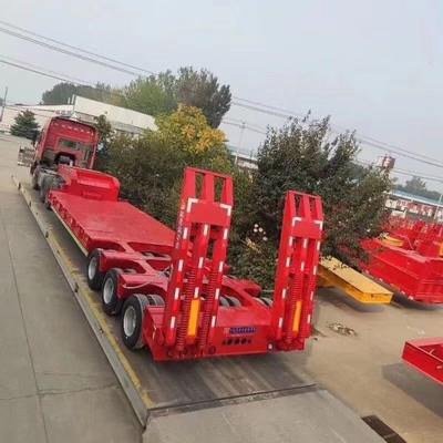 12 meter lang 2 assen 40 ton zwaar werk laag platbed ladder dek lowboy aanhangwagens met rampen