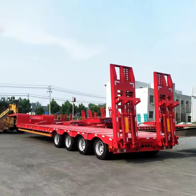 3 assige platte aanhangwagen met 10 banden en ophangingstype achterarm