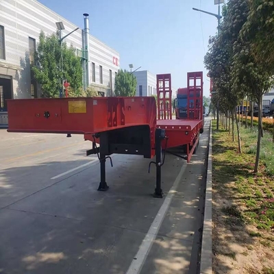 Zware graafmachine wiellader laagbed platbed vrachtwagen aanhangwagen met hydraulische ladder