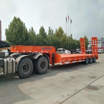 60tons laag bed Semi-trailer afmetingen Semi-platbed Trailer as gemaakt in loopvlak 1820mm