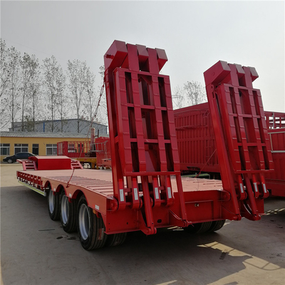4 assen Lowboy Lowbed Semi-trailer voor 60 70 80 ton graafmachine transport