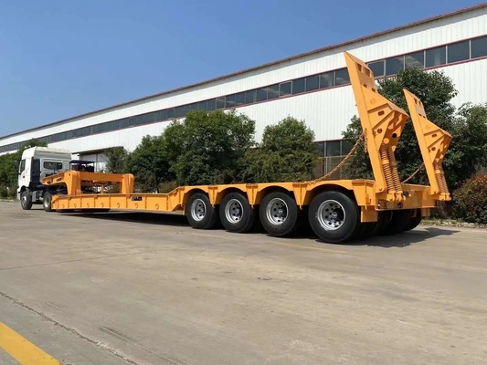 3/4/5 Achsel laag bed ladder platte gooseneck platte dek oprit hydraulische ladder terugneembaar half plooi trailer voor het laden