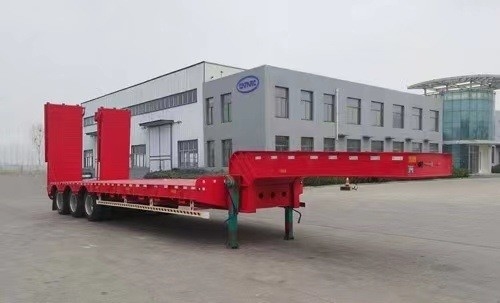3/4/5 Achsel laag bed ladder platte gooseneck platte dek oprit hydraulische ladder terugneembaar half plooi trailer voor het laden
