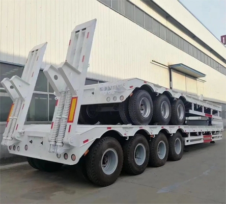 Shang Dong zware machines lage platte aanhangwagen gemaakt in met mechanische ophanging op een