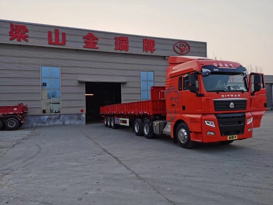Lichte 3-assige platte container en bulk multifunctionele vrachtwagen-half-aanhanger met 1