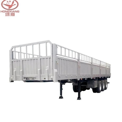 50 ton zwaar voertuig 3 as 13 m vrachtvervoer flatbed trailer met zijdewand en hek